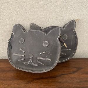 Crazy Horse Saddle Chrome Tan Leather Kitty Cat Face Shaped Crossbody Bag S3